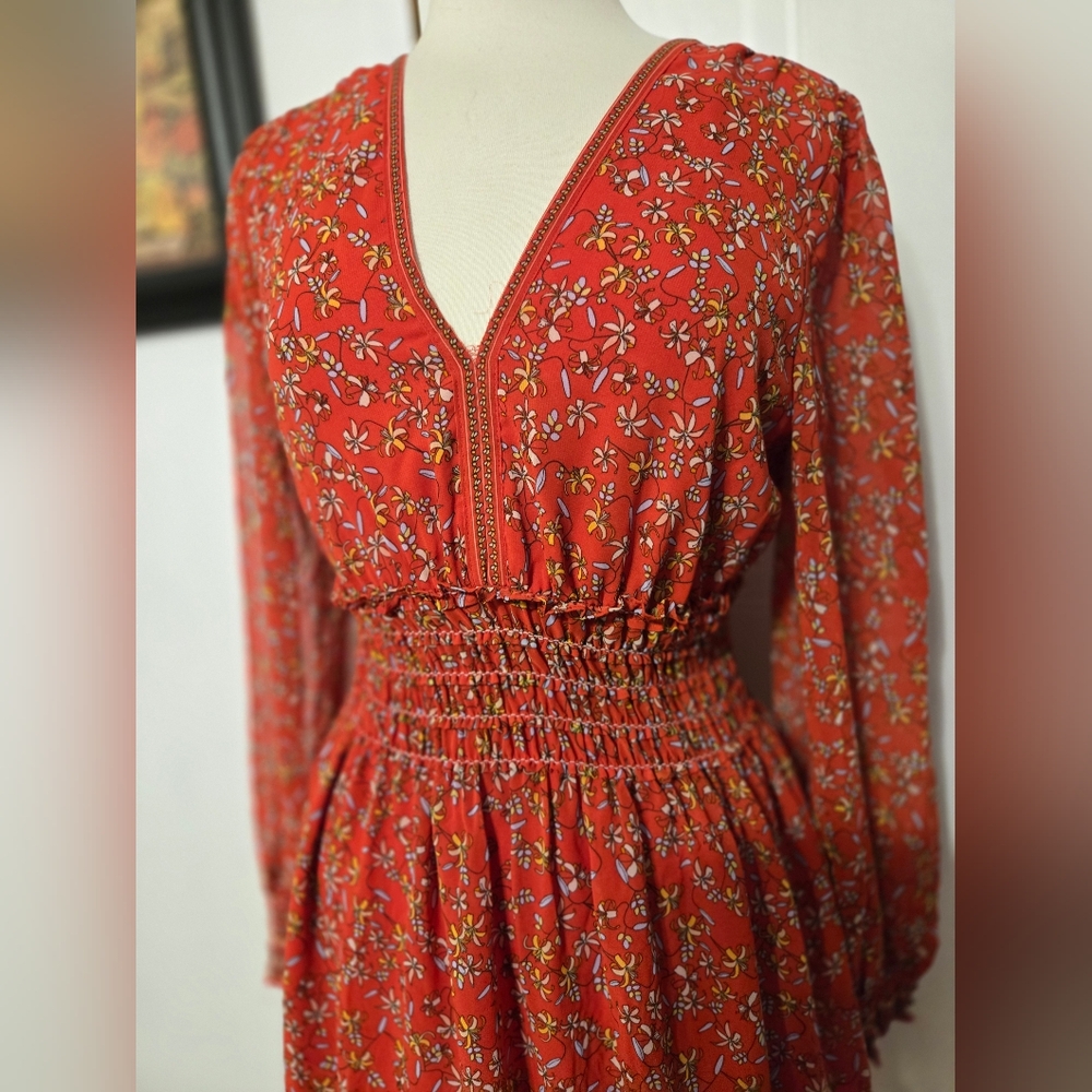 Max Studio Floral Red  Dress. 321 - Picture 4 of 6